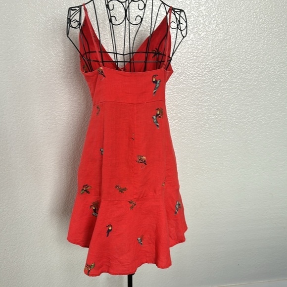 Farm Rio Red Linen Mini Dress Size S - Picture 5 of 7